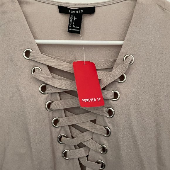 Forever 21 Lightweight T-Shirt Dress with Lace Up Front - Picture 3 of 3